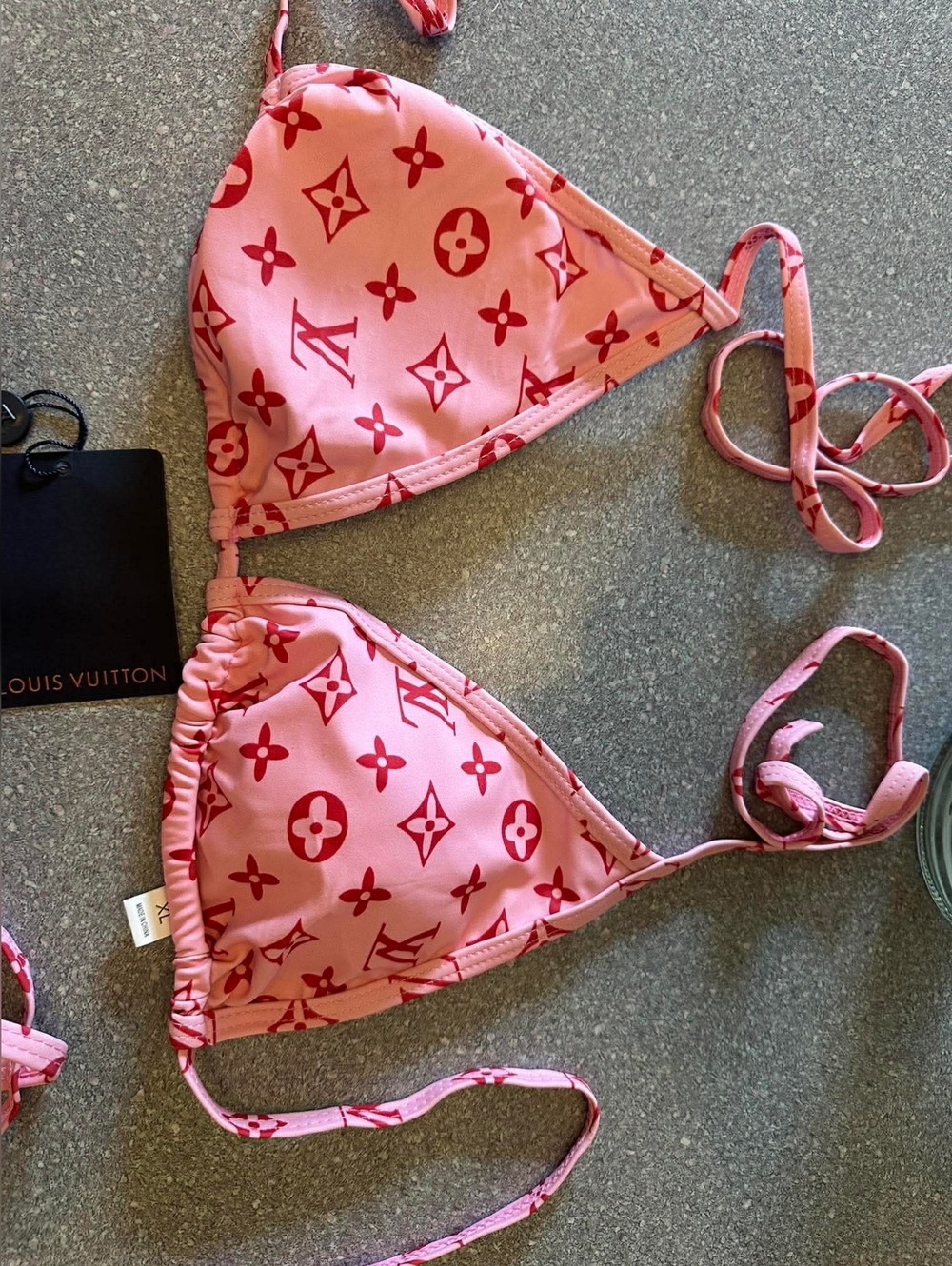 Pink Monogram Triangle String Bikini XL - Picture 2 of 4